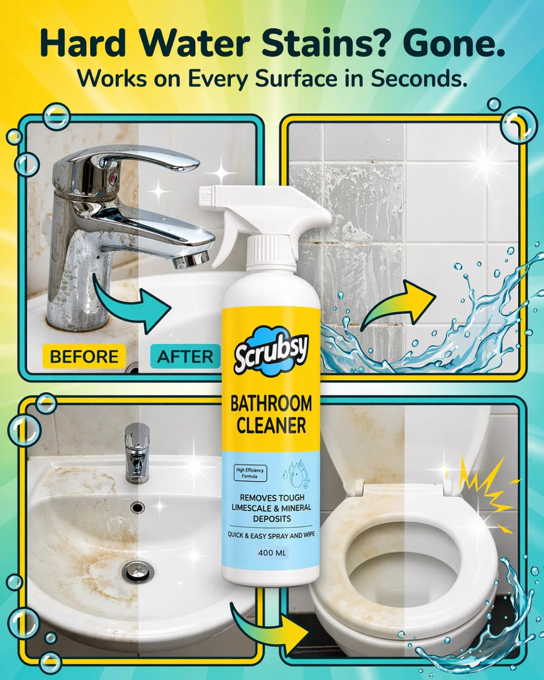 Scrubsy All-in-1 Bathroom Cleaner (400ml + 400ml FREE) - Image 4