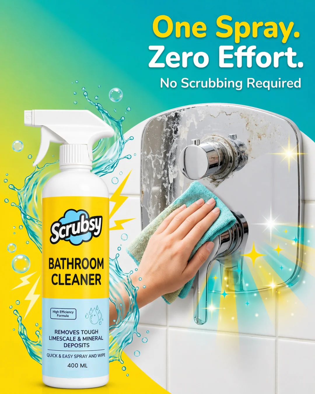 Scrubsy All-in-1 Bathroom Cleaner (400ml + 400ml FREE) - Image 6